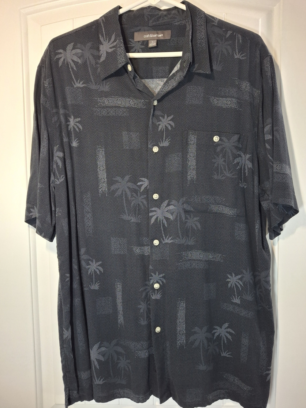 croft & barrow Men's Short-Sleeve Palm Print Button-Down Shirt - Charcoal